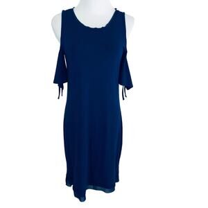 White House Black Market Cold Shoulder Shift Dress Knee Length Boat Neck Small